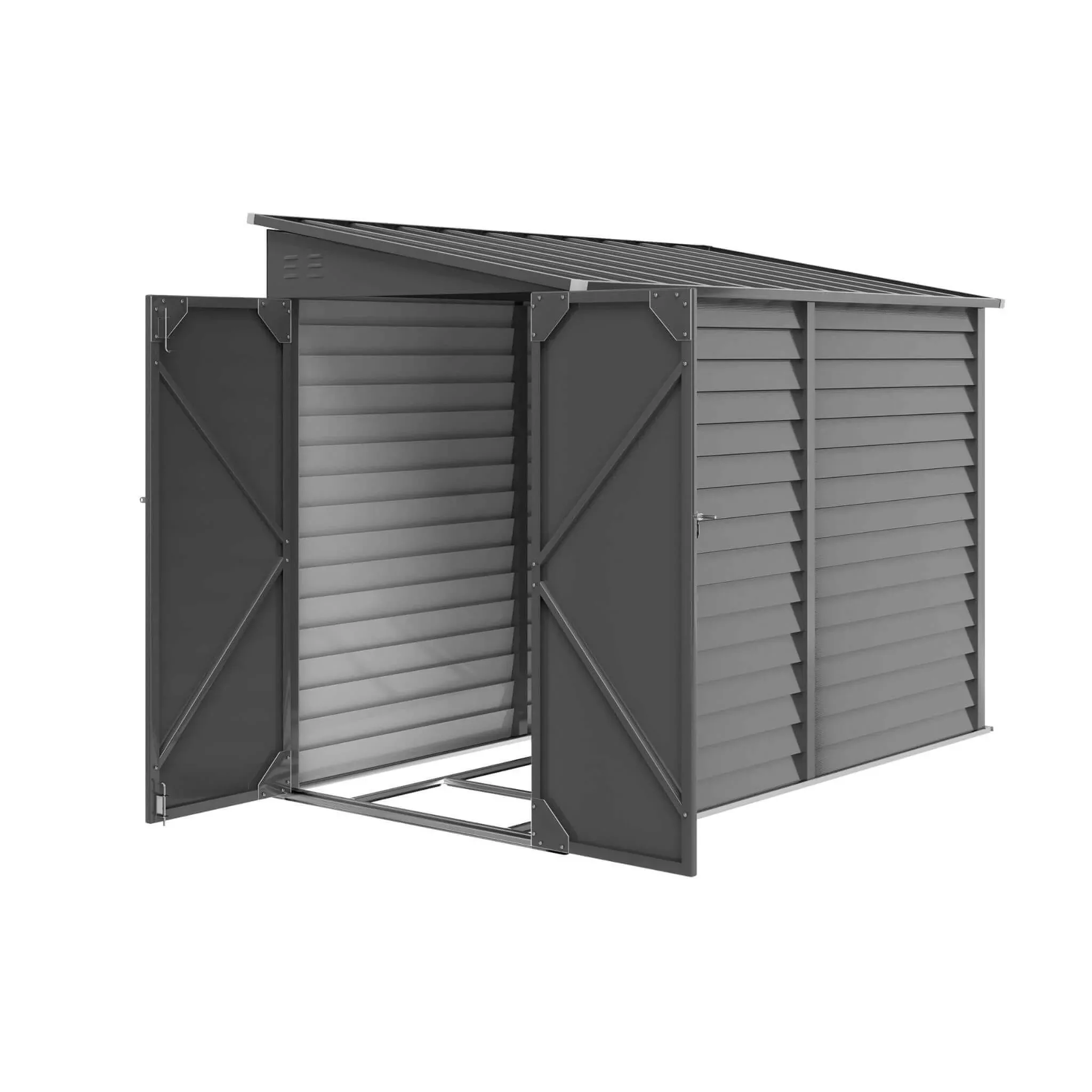 [05X09] Heavy-Duty Outdoor Galvanized Steel Storage Shed With Lockable Doors