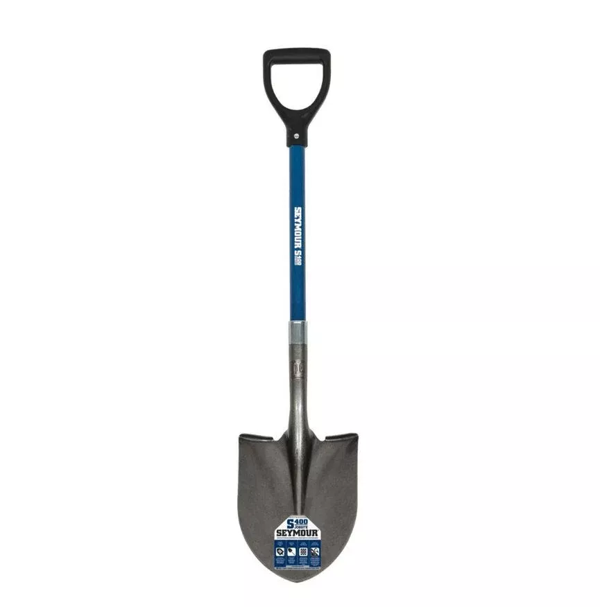 2-round-point-shovel-26-blue-fiberglass-handle-poly-d-grip #2 Round Point Shovel, 26" Blue Fiberglass Handle, Poly D-Grip