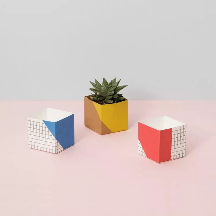geometric-plant-pot-cover-washable-paper Geometric Plant Pot Cover – Washable Paper