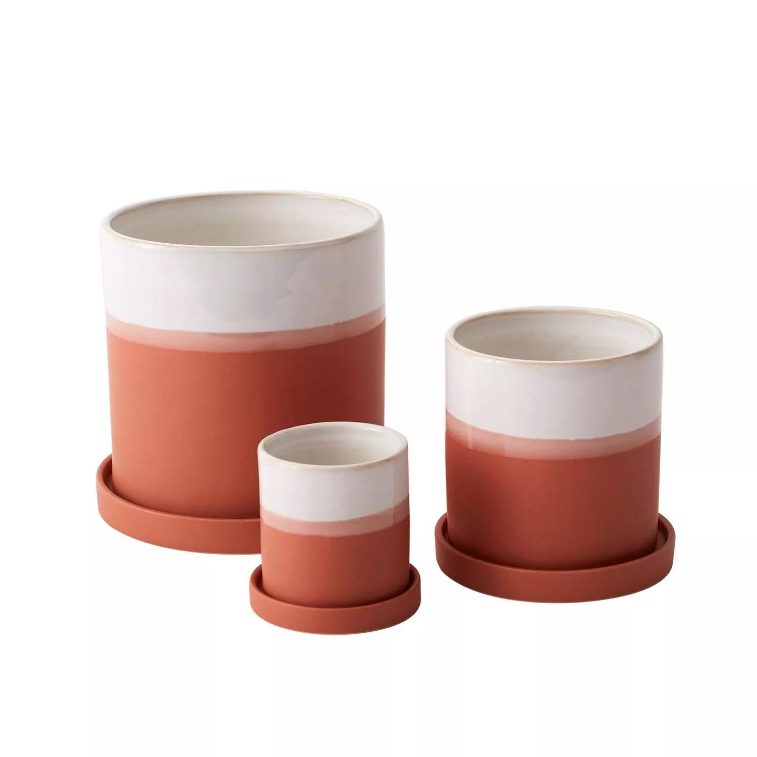 orange-white-cylinder-hadley-cylinder-pot-with-saucer Orange & White Cylinder HADLEY Cylinder Pot With Saucer