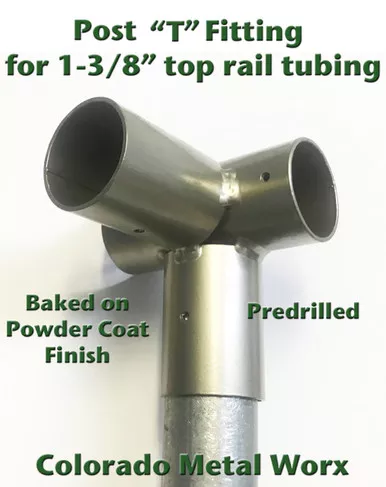 t-fitting-post-attachment-used-with-1-3-8-top-rail-tubing "T" Fitting for Post Attachment used with 1-3/8" top rail tubing
